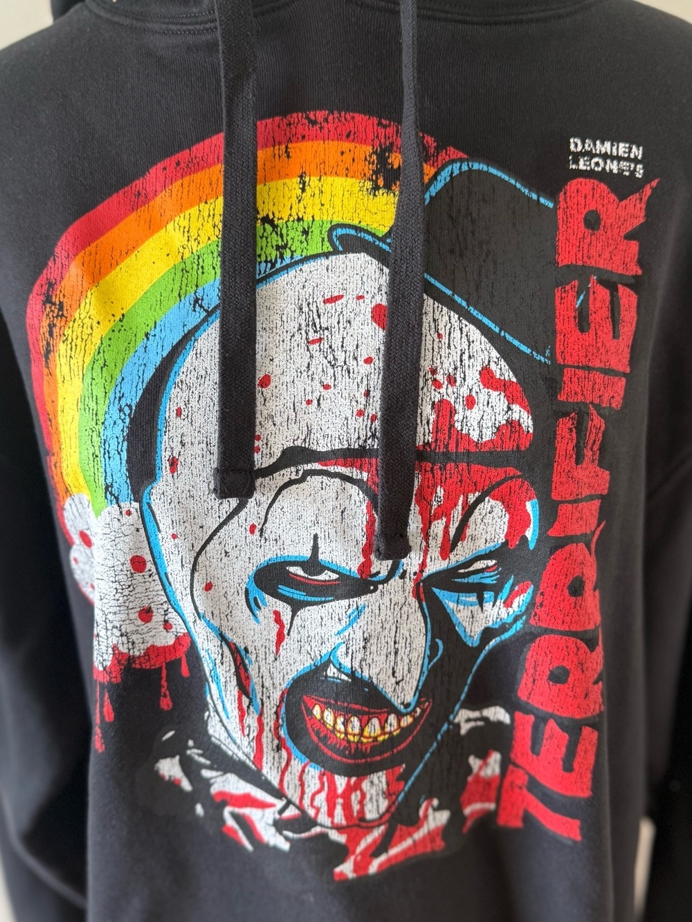 Terrifier 2 Black Graphic Hoodie Spiked Studded Spirit Halloween 2025 Size L - Picture 2 of 10